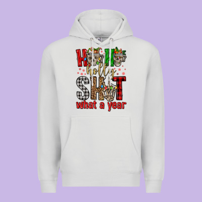 Ho Ho Holly Shit What A Year Premium Hoodie Designed By Fadigitalartstudio