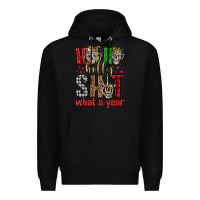 Black ho ho holly shit what a year Premium Hoodie - FaDigitalArtStudio
