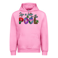 Fuchsia Pink life is better İn the pool Urban Hoodie - CowhideDigitalArt
