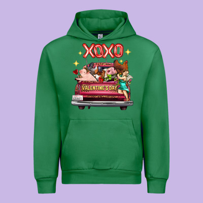 Valentine's Day Truck Farm Animals Cupid Xoxo Urban Hoodie Designed By Fadigitalartstudio
