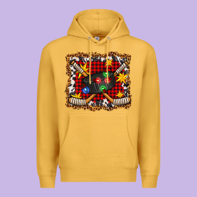 Hockey Christmas With Lights And Stars Premium Hoodie Designed By Fadigitalartstudio
