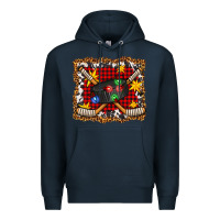 Navy hockey christmas with lights and stars Premium Hoodie - FaDigitalArtStudio