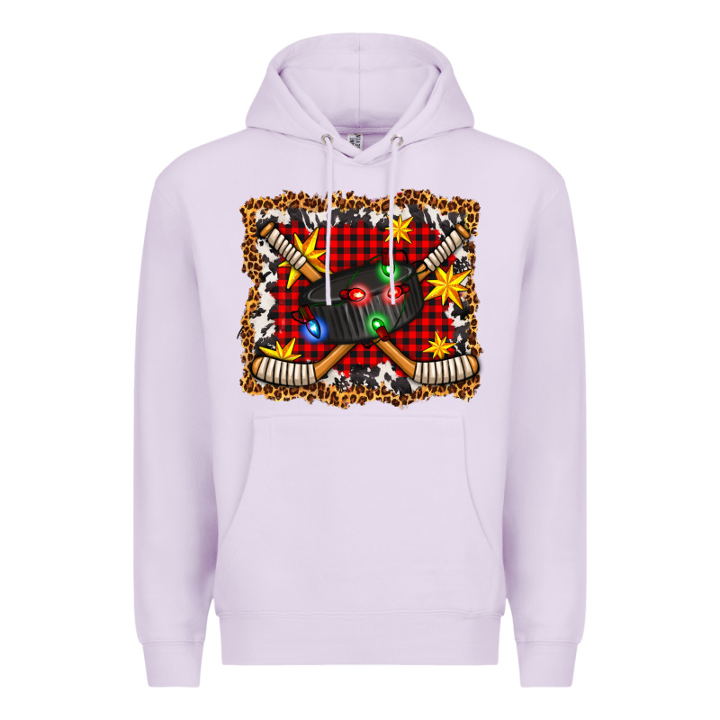 Hockey Christmas With Lights And Stars Premium Hoodie by FaDigitalArtStudio | Teevron