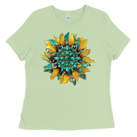 Matcha sunflower with gemstone and cowhide Ladies Tee - Artiststas