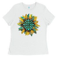 Sunflower With Gemstone And Cowhide Ladies Tee | Teevron