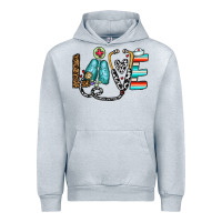Heather Grey love nurse Urban Hoodie - CowhideDigitalArt