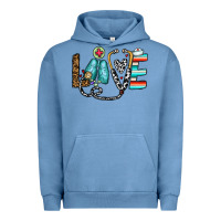 Pigment Pebble Blue love nurse Urban Hoodie - CowhideDigitalArt