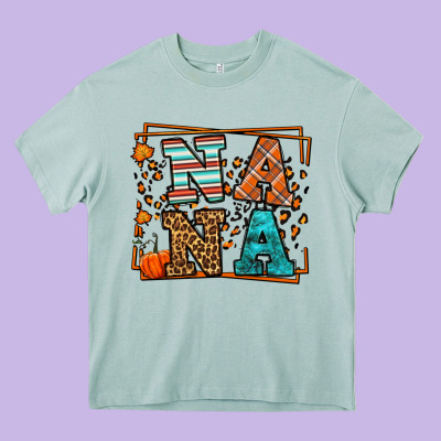 Fall Autumn Leopard Nana Heavy Core Tee Designed By Lillyallendesigns