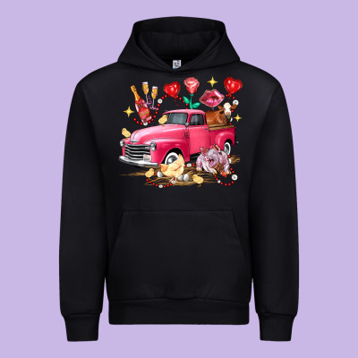 Valentine's Day Truck Farm Animals Urban Hoodie Designed By Fadigitalartstudio