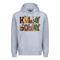 Heather Grey holly jolly Premium Hoodie - FaDigitalArtStudio