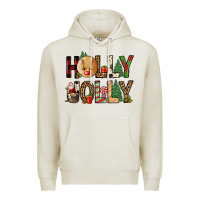 Oatmeal Heather holly jolly Premium Hoodie - FaDigitalArtStudio