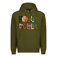 Army Green holly jolly Premium Hoodie - FaDigitalArtStudio