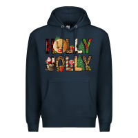 Navy holly jolly Premium Hoodie - FaDigitalArtStudio