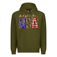 Army Green god bless the usa Premium Hoodie - RacoonDesign