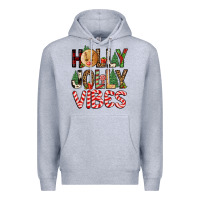 Heather Grey holly jolly vibes Premium Hoodie - FaDigitalArtStudio