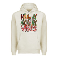 Oatmeal Heather holly jolly vibes Premium Hoodie - FaDigitalArtStudio