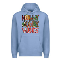 Colony Blue holly jolly vibes Premium Hoodie - FaDigitalArtStudio