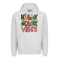 Dove Grey holly jolly vibes Premium Hoodie - FaDigitalArtStudio