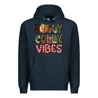 Navy holly jolly vibes Premium Hoodie - FaDigitalArtStudio
