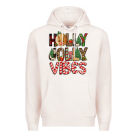 Pale Pink holly jolly vibes Premium Hoodie - FaDigitalArtStudio