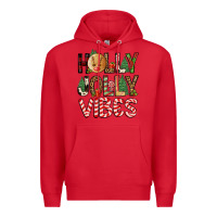 Red holly jolly vibes Premium Hoodie - FaDigitalArtStudio