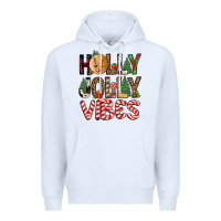 White holly jolly vibes Premium Hoodie - FaDigitalArtStudio