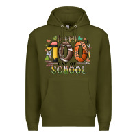 Army Green happy 100 americana football basketball day of sch Premium Hoodie - RacoonDesign