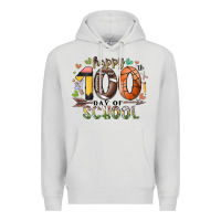 Dove Grey happy 100 americana football basketball day of sch Premium Hoodie - RacoonDesign
