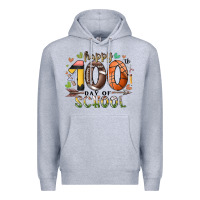 Heather Grey happy 100 americana football basketball day of sch Premium Hoodie - RacoonDesign