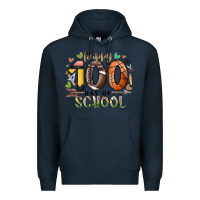 Navy happy 100 americana football basketball day of sch Premium Hoodie - RacoonDesign