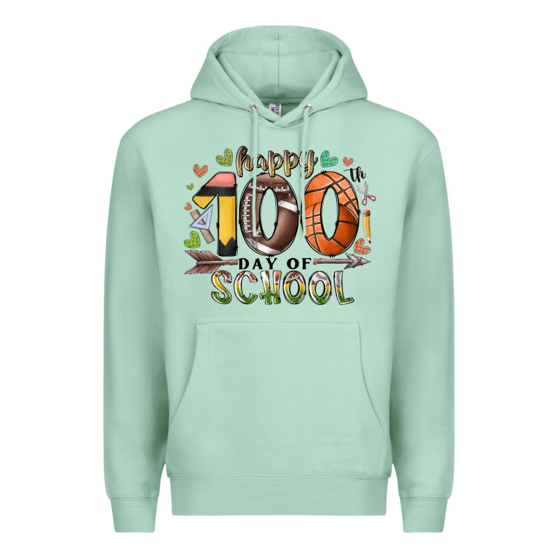 Happy 100 Americana Football Basketball Day Of Sch Premium Hoodie by RacoonDesign | Teevron