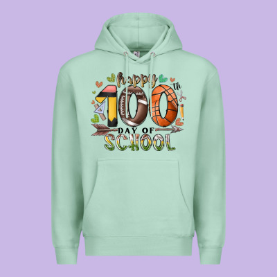 Happy 100 Americana Football Basketball Day Of Sch Premium Hoodie Designed By Racoondesign