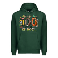 Sports Green happy 100 americana football basketball day of sch Premium Hoodie - RacoonDesign