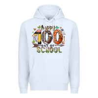White happy 100 americana football basketball day of sch Premium Hoodie - RacoonDesign
