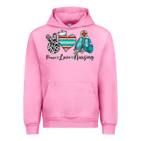 Fuchsia Pink peace love nursing Urban Hoodie - CowhideDigitalArt