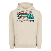 Pigment French Oak peace love nursing Urban Hoodie - CowhideDigitalArt