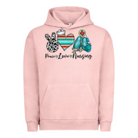 Pigment Salmon peace love nursing Urban Hoodie - CowhideDigitalArt