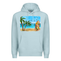Blue Mist beach background Premium Hoodie - HRA Design Shop