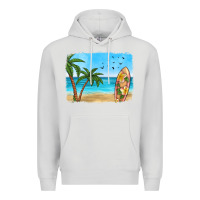 Dove Grey beach background Premium Hoodie - HRA Design Shop