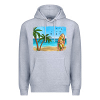 Heather Grey beach background Premium Hoodie - HRA Design Shop