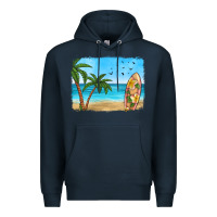 Navy beach background Premium Hoodie - HRA Design Shop