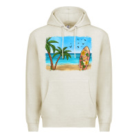 Oatmeal Heather beach background Premium Hoodie - HRA Design Shop