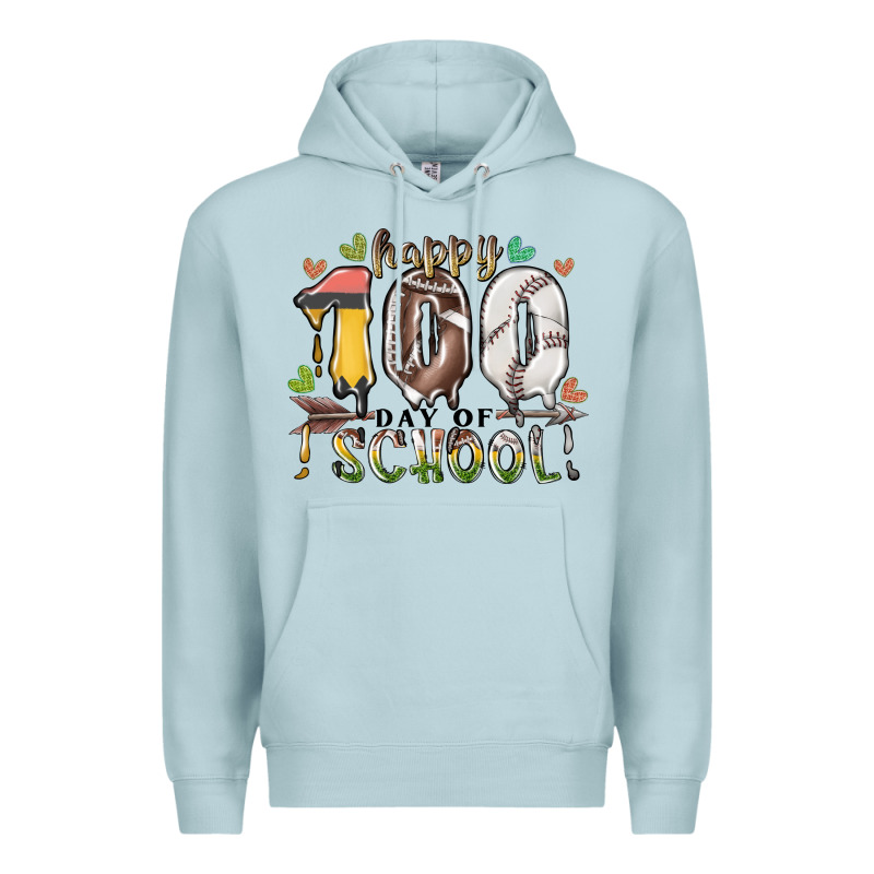 Happy 100 Day Of School American Football Baseball Premium Hoodie by RacoonDesign | Teevron