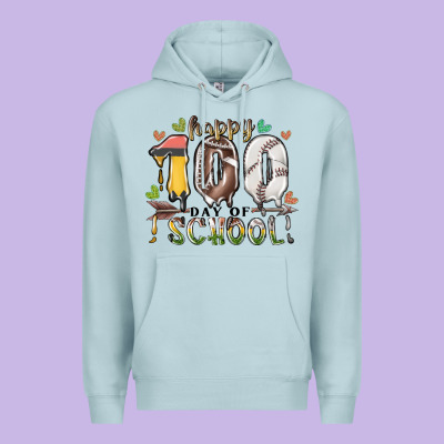 Happy 100 Day Of School American Football Baseball Premium Hoodie Designed By Racoondesign