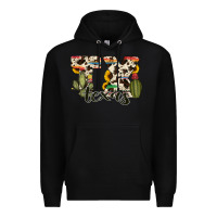 Black texas state cowhide serape cactus Premium Hoodie - RanaPortraitStore