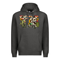 Charcoal Heather texas state cowhide serape cactus Premium Hoodie - RanaPortraitStore