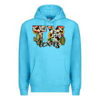 Ocean Blue texas state cowhide serape cactus Premium Hoodie - RanaPortraitStore