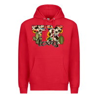 Red texas state cowhide serape cactus Premium Hoodie - RanaPortraitStore