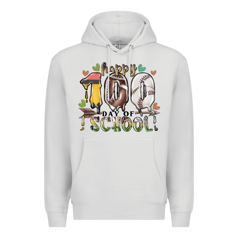 Happy 100 Day Of School American Football Baseball Premium Hoodie by RacoonDesign | Teevron