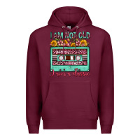 Burgundy i am not old i am a classic sunflower floral casse Premium Hoodie - FaDigitalArtStudio